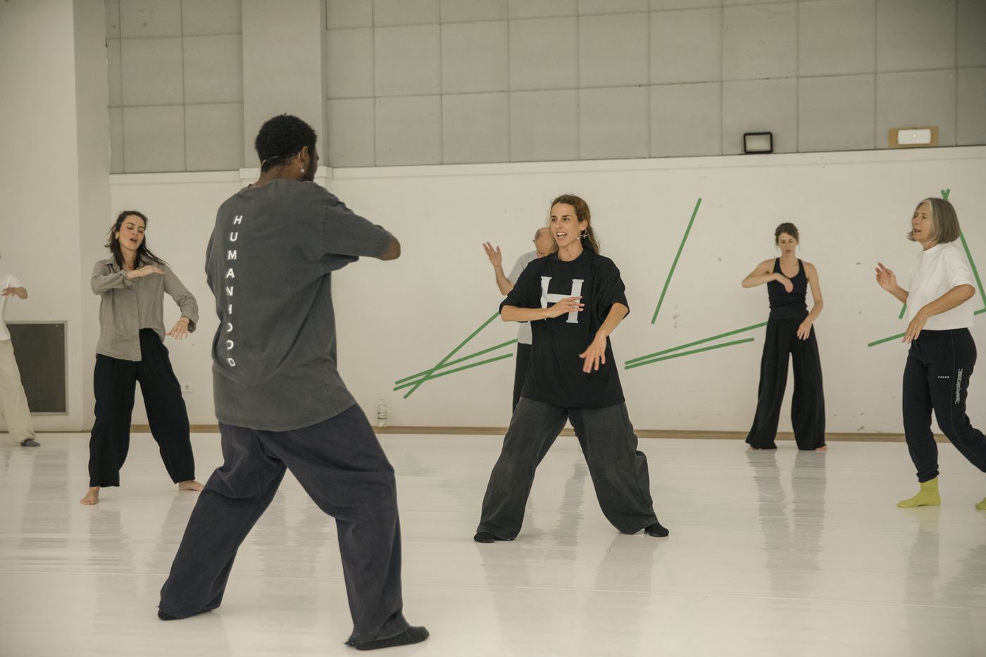 A group moving together in rhythm